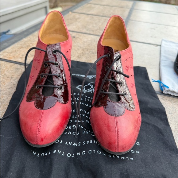 John Fluevog Shoes - John Fluevog Red Leather Heels Women’s Size 9